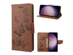 Capa De Couro Com Aba Horizontal E Estampa De Borboleta Para Samsung Galaxy S23+ 5g