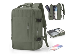 Mochila De Viagem Para Notebook Grande Aprovada Para Voo Com Design Expandível E Porta Usb Para Mulheres Verde Escuro