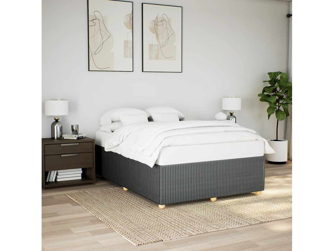 Vidaxl Estrutura De Cama Sem Colchão 140x200 Cm Tecido Cinzento-escuro