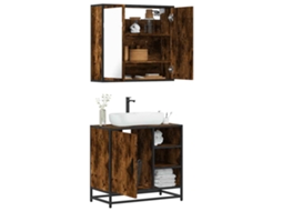 Vidaxl 2 Pcs Conj. Móveis Casa De Banho Derivados Madeira Cor Fumado