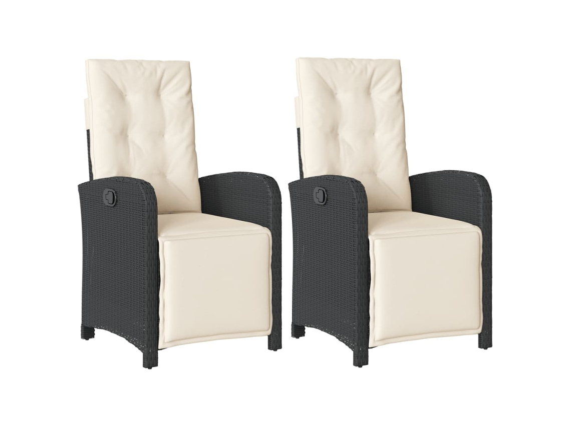 Conjunto de 2 Cadeiras Jardim Reclináveis com Apoio Pés Vime Pe Preto MAISON EXCLUSIVE