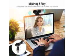Câmara Web Hd 1080p Para Videoconferências Com Microfone Usb Plug Play
