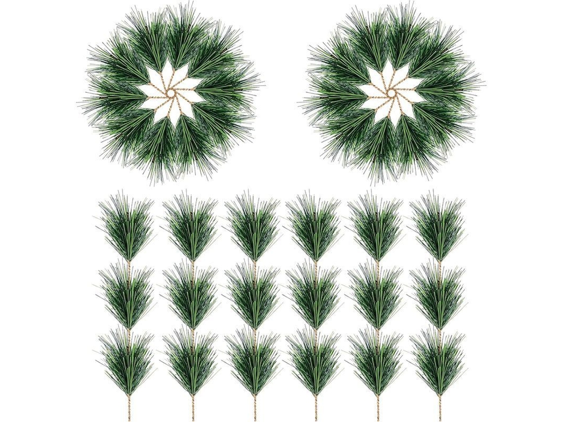 Ramos de Acículas de Pinheiro Artificial Pequenos para Decoração de Natal e Festas 60pcs S/MARCA