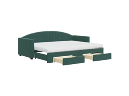 Sofá-cama com gavetão VIDAXL Verde Veludo (80x200 cm)