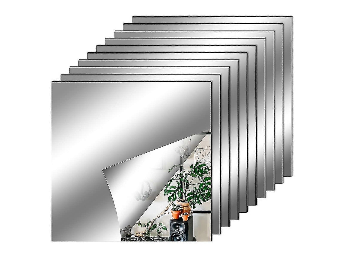 10 Pegatinas De Espejo Para Pared, Autoadhesivas Flexibles De Plástico No Vidrio Decorativas 15x15cm Y 20x20cm 6 X 6 Polegadas