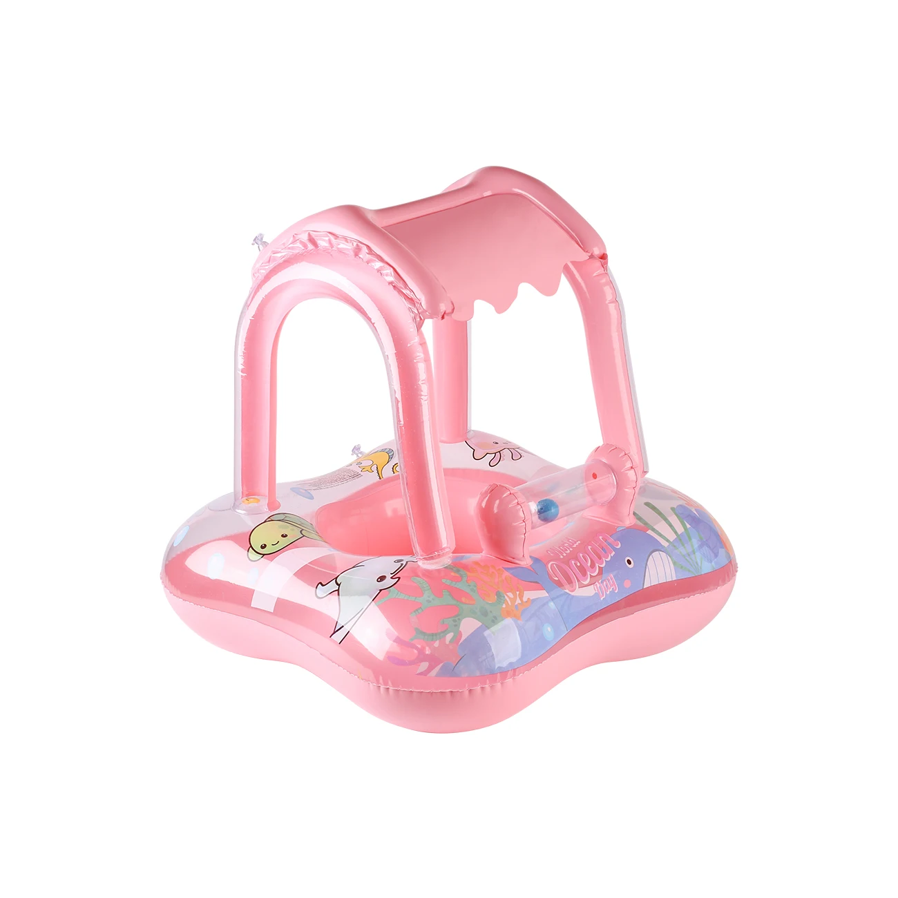 (rosa) Boia de piscina, super flutuante, com proteção solar.