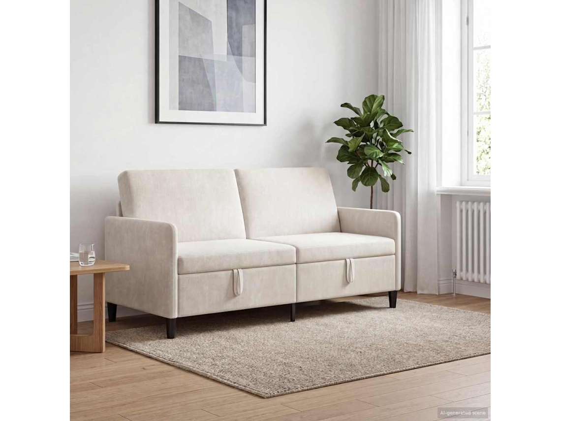 Vidaxl Sofa Com Armazenamento Creme 172 X 78 X 87 Cm Poliéster