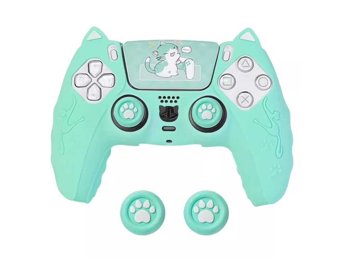 Capa Comando Para Ps5, Capa Protetora De Silicone Com Desenho Animado E Capa Para Joystick E Adesivo (verde) Cuich