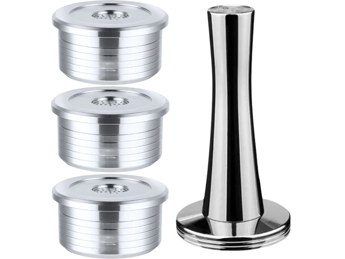 Pack 3 Cápsulas Reutilizáveis Aço Inox e Compactador para Cafeteira Delta Q Mini Qool