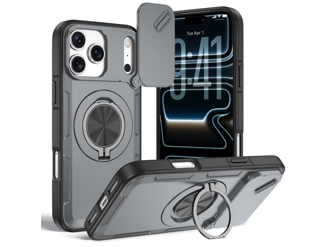 Capa Zruxe Compativel Com Iphone 17 Pro Max (magsafe - Suporte Giratorio - Cinza)