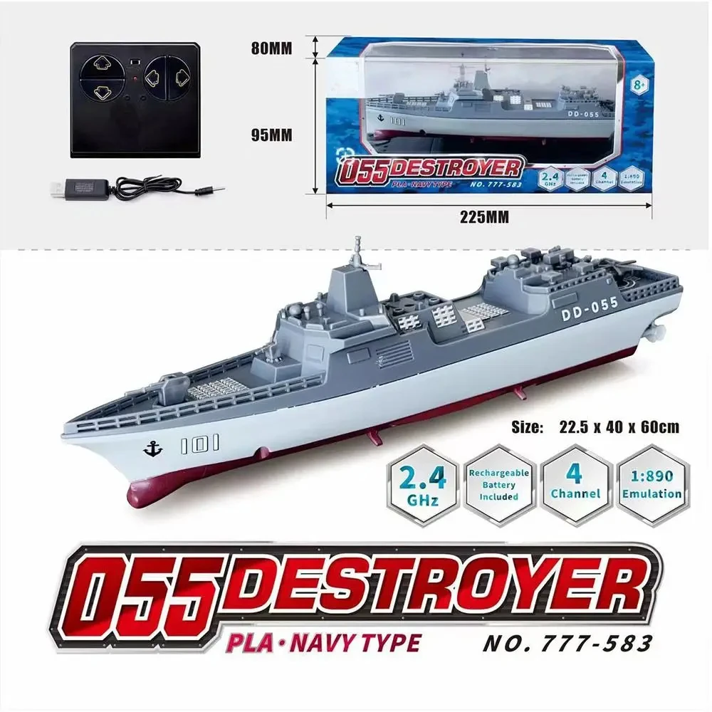 Mini barco de controle remoto, barco de alta velocidade com controle remoto, navio de guerra com controle remoto Semi Fio 2.4g