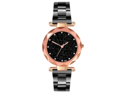Relógio de Pulso Analógico de Quartzo com Pulseira de Aço Inox para Homem e Mulher D03 w Preto