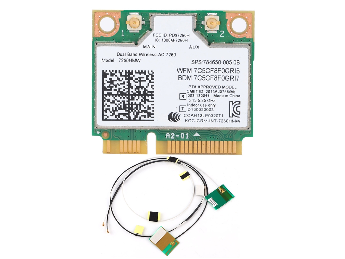Placa De Rede Sem Fio Dual Band 7260hmw 802.11ac Mini Pcie Wifi Bt4.0 Adaptador 2 Antenas Slowmoose