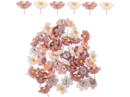 Tachinhas Decorativas Yarnow Com Flores Rosa, 50 Unidades, Para Cortiça, Escritório E Sala De Aula, Pontas Afiadas