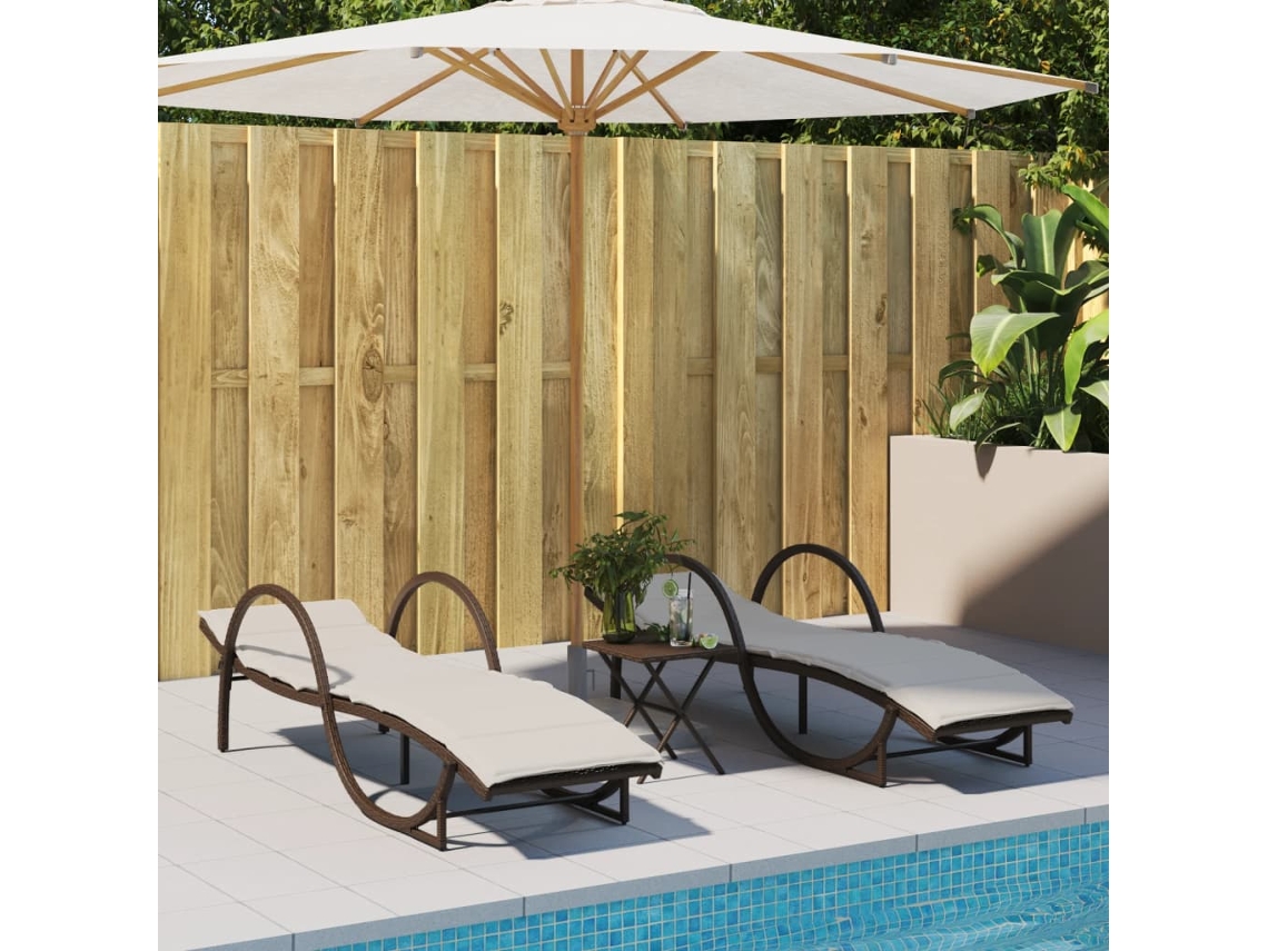 Vidaxl Espreguiçadeiras Com Almofadões 2 Pcs Vime Pe Castanho