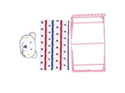 Primerox cama de Metal 1:12 Miniatura Casinha de Bonecas Padrão Rosa Urso Decorativa