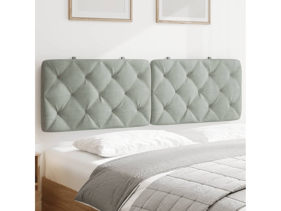 Vidaxl Almofadão De Cabeceira 160 Cm Veludo Cinzento-claro