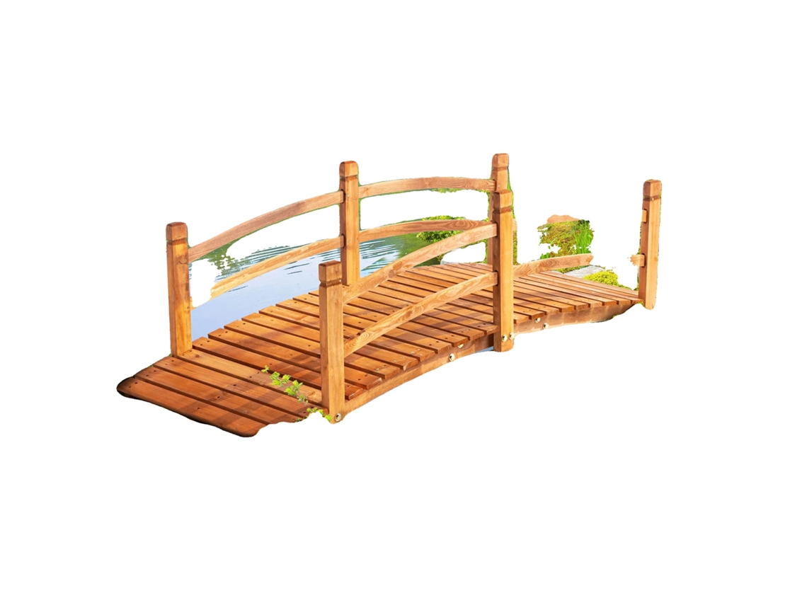 Ponte De Madeira, Design Em Arco, Madeira De Fir Durável, Laranja