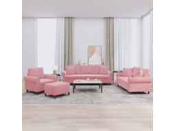 Vidaxl 4 Pcs Conjunto De Sofás Com Almofadas Veludo Rosa