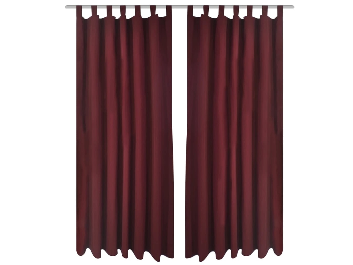 Cortinas De Cetim Com Laços, 2 Pcs, Bordô, 140 X 245 Cm