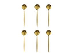 Conjunto de 6 Colheres Pequenas de Aço Inoxidável, nas Cores Preto e Dourado. MDUG (dourado)