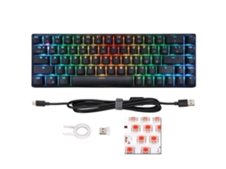 Lurelia Teclado Mecânico Sem Fio 2.4g Preto Com 68 Teclas, Retroiluminação Rgb Dinâmica, Gamer Sem Fio Para Windows Com Switch Vermelho