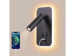 Lâmpada De Parede Led 3 Em 1 Com Interruptores Independentes E Função De Carregamento Usb 5v/2a