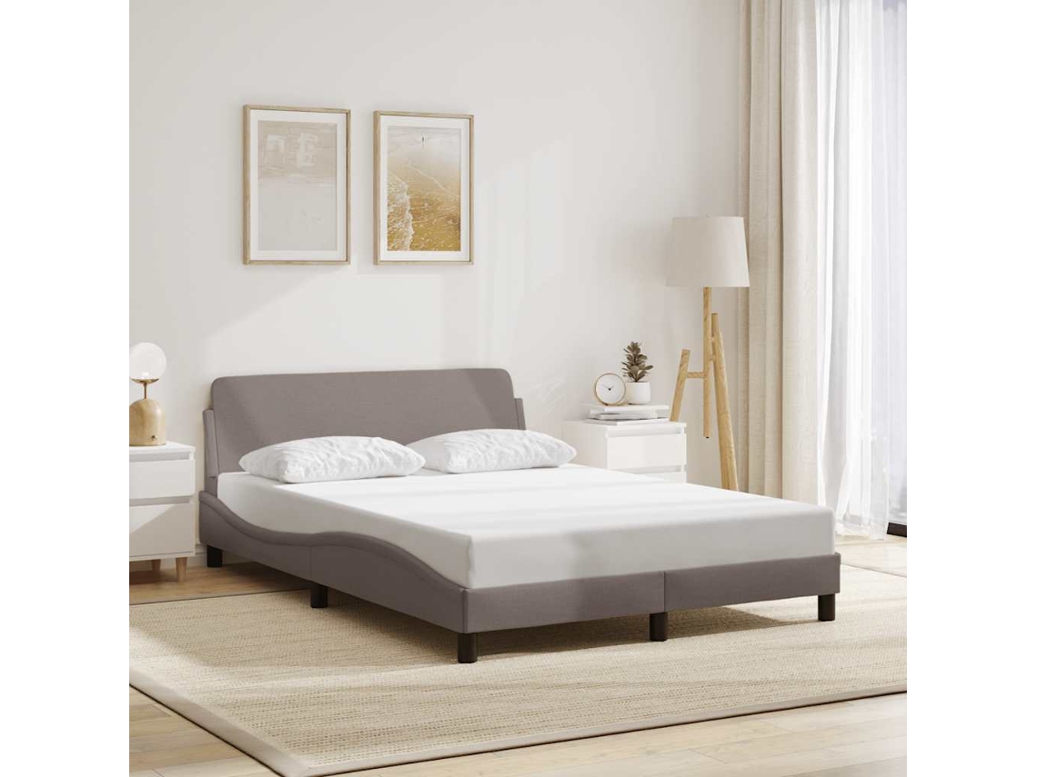 Vidaxl Estrutura De Cama Dover 120x200 Cm Tecido Cinza-acastanhado