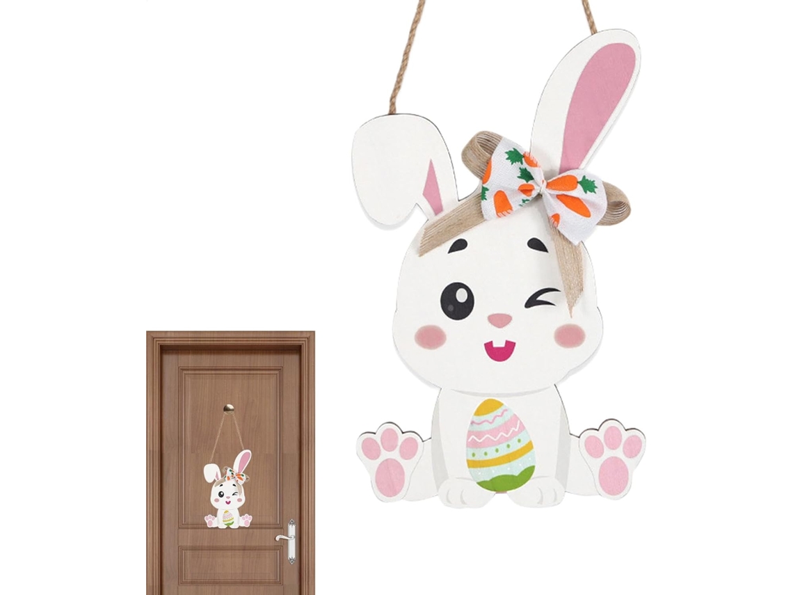 Placa Decorativa De Páscoa Para Porta, Enfeite Fofo Para Pendurar |