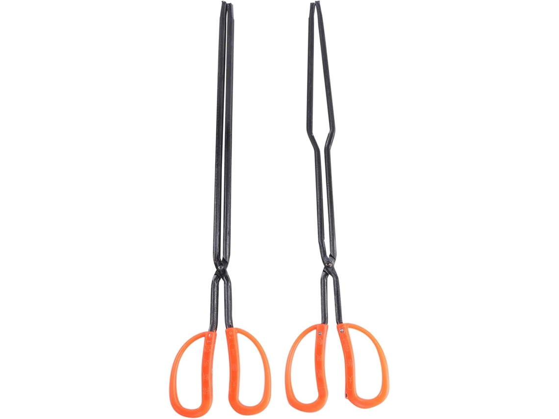 Pinça Para Churrasco De 2 Peças Com Cabos Borracha Vermelha, Pinça De Aço Inoxidável Para Grelhar E Retirar Alimentos Da