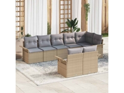 Vidaxl Conjunto De Sofá De Jardim 8 Unid. Bege Vime Pe