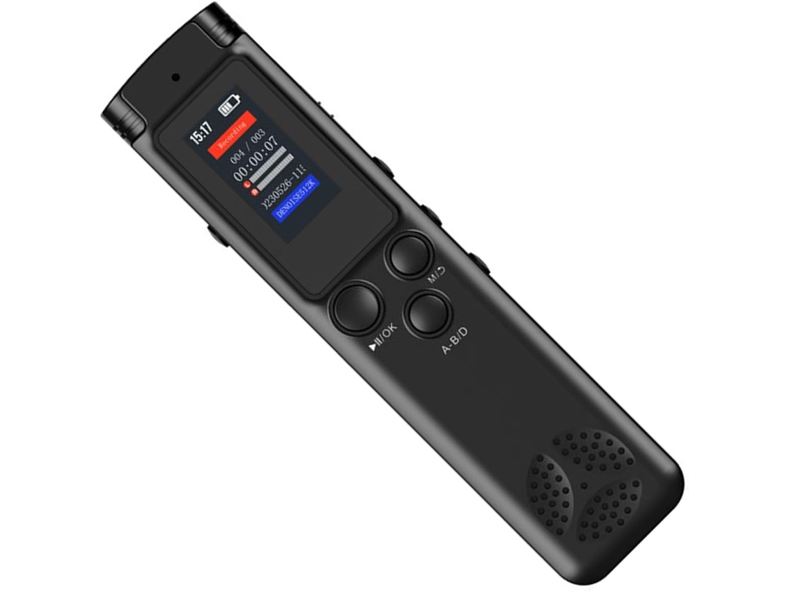 Gravador Som Ativação Voz 2,4 Cm, Memória 16 Go/64 Go, Supressão Ruído, Portátil Cursos, Conferências,