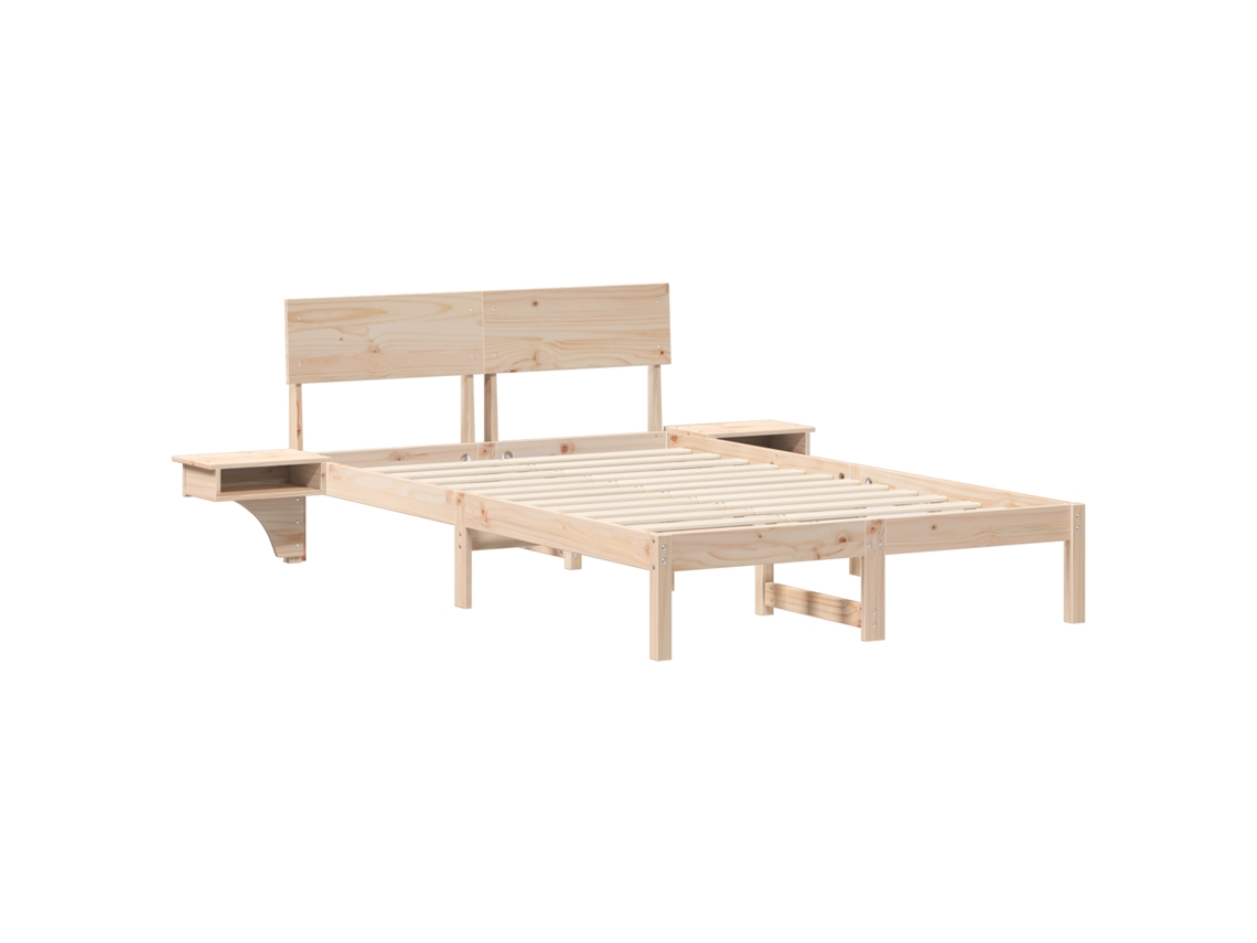 Conjunto 1 Estrado De Cama Plataforma Vidaxl Castanho Madeira De Pinho Maciça (120 X 190 Cm)