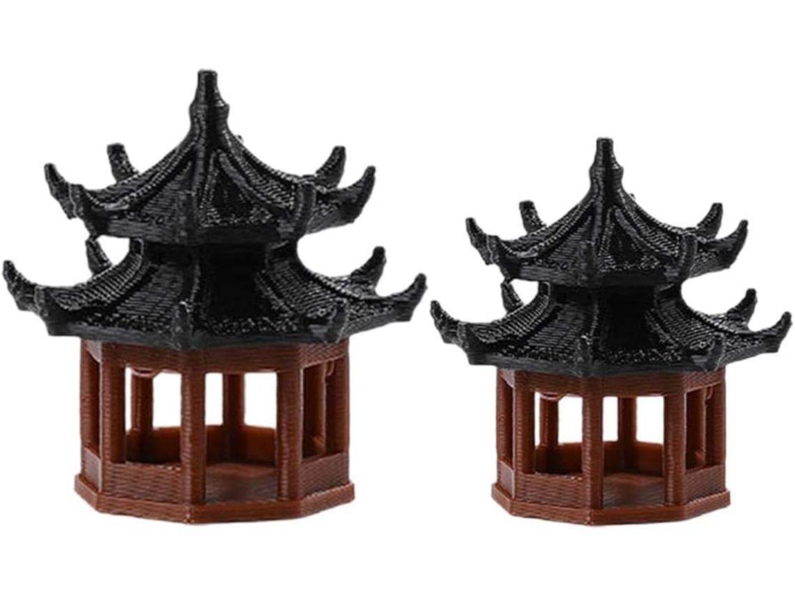 Kit de 4 Miniaturas de Pavilhão para Aquários, Modelo Arquitetônico Chinês, Decoração de Jardim, Ornamento Bonsai para CHABERLU