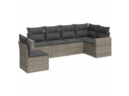 Conjunto de 6 Sofás de Jardim com Almofadões Vime Cinzento MAISON EXCLUSIVE (80x200 cm)
