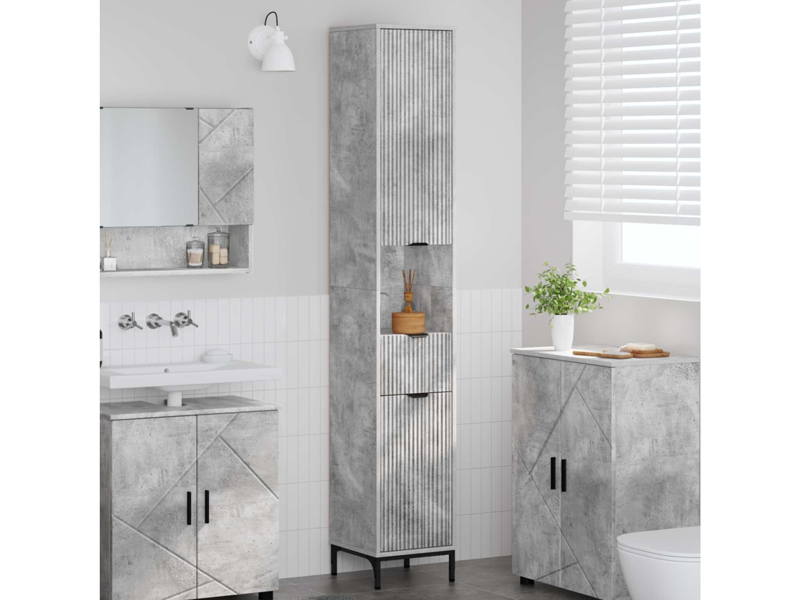 Vidaxl Armário De Banheiro Com Gaveta Cinzento 31,5 X 33 X 190 Cm