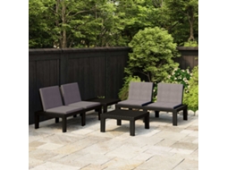 Pcs Conjunto Lounge De Jardim C/ Almofadões Plástico Cinzento Dkd Home Decor
