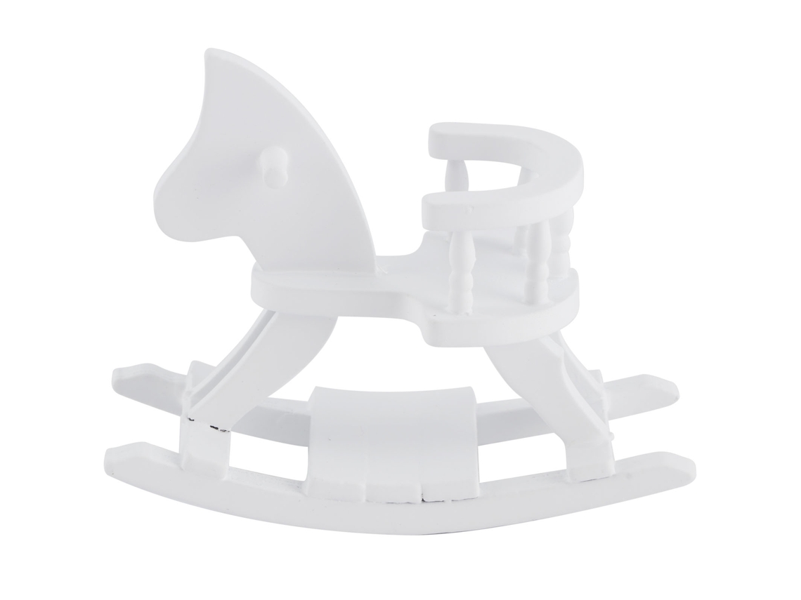 Caballo De Madera Para Casa De Muñecas Miniatura Con Silla De Rocking Y Muebles Pequeños