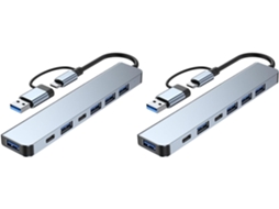 Hub Usb 3.0 Multiportas Duplo Com 4 Portas Usb-c E 2.0 Para Pc Laptop
