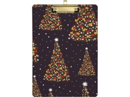 Prancheta Transparente com Estampa de Árvore Natal para Cardápio Natal, Ideal Restaurantes, Tamanho Ofício e T