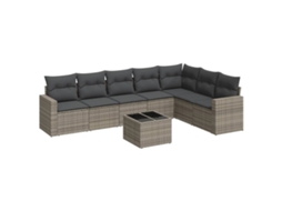 Maison Exclusive - 8 Pcs Conjunto Sofás De Jardim C/ Almofadões Vime Pe Cinzento