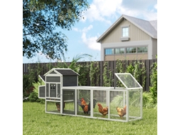 Gaiola para Galinhas, Madeira, 297,5x68x118cm, Capacidade 3-6 Aves, Telhado Asfáltico, Porta com Fecho, Caixa de Ovos | S/MARCA