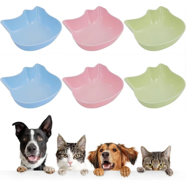 Conjunto de 6 Tigelas Antiderrapantes para Animais de Estimação, de Plástico Resistentes a Tombamento para Gatos e Cachorros (duráveis AQUAFORGE