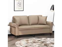 Vidaxl Sofá 2 Lugares + Almofadas 140 Cm Couro Artificial Cappuccino