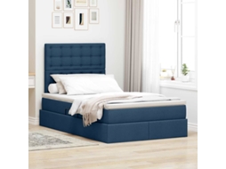 Vidaxl Cama Com Arrumação E Colchão Azul 120 X 200 Cm Tecido