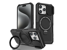 Capa Zruxe Compativel Com Iphone 15 Pro Max (sliding Camshield - Magsafe - Tpu Hybrid Pc - Preto)