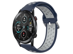 Bracelete de Smartwatch para Honor Magic Watch2 42mm 20mm desportiva respirável perfurada de silicone (azul meia-noite + cinza)