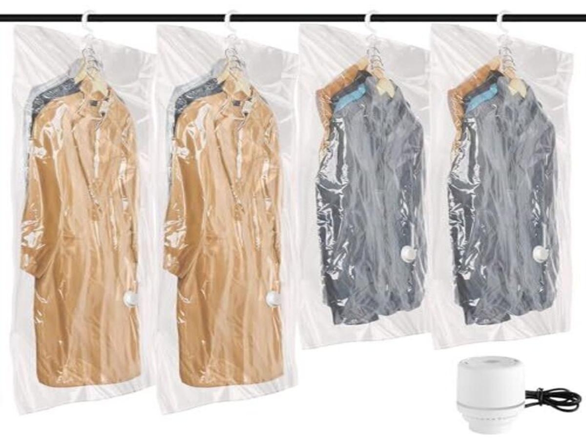 Lurelia Saco De Compressão Suspenso 4 Un. 135 X 70 Cm Para Roupas, Roupa De Cama E Guarda-roupa, Pa+pe, Reutilizável E Hermético