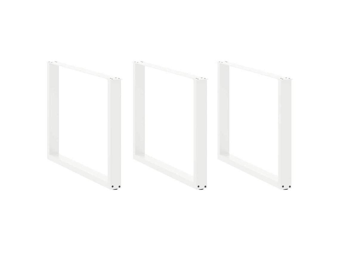 Vidaxl Pés De Mesa De Jantar Em Forma De U, 3 Peças, Branco, 100x (72-73) Cm, Aço