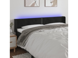 Vidaxl Cabeceira De Cama C/ Luzes Led Veludo 203x16x78/88 Cm Preto